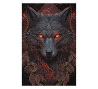 75x50cm/1000pcs Teenagers Puzzles Fiery Wolf Portrait -2 Adult Puzzles Hands-on Game Difficult Challenge Unique Gifts for Birthday And Christmas 75x50cm/1000pcs