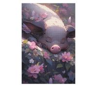 75x50cm/1000pcs Teenagers Puzzles Pig in Flowers -5 Adult Puzzles Hands-on Game Difficult Challenge Unique Gifts for Birthday And Christmas 75x50cm/1000pcs