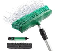 76.7" Sturdy Handle Water Push Floor Broom Green Bristles Cleaning Path 12.2" for Soft Cleaning Car Wash Boat and Solar Panel Black for Hard Floor Clean Telescopic pole from 35.4" to 76.7" tap Connect