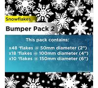 76 Individual Snowflakes Christmas Window Sticker - Six Different Snowflake Christmas Window Clings Designs - Reusable Christmas Window Decoration - Mixed Three Sizes 50mm & 100mm & 150mm