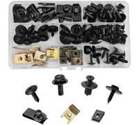 76 Pcs Car Screws and Nut Clip Kit,Car Body Undertray Fender Screws, Metal U-type Fastener Clip,Car Plastic Mounting Set for Bumper Mounting Clips Door Trim