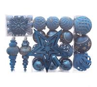76 Pcs Lake Blue Christmas Tree Ornaments Set, Shatterproof Baubles | Complete Decor Solution, Matte & Glossy Finishes, Includes Balls & Snowflakes, Comes In Storage Box, For Tree & Wreath Decor