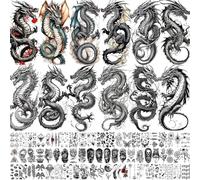 76 Sheets Realistic Dragon Temporary Tattoos For Men Women Adults Legs, Imperial Chinese Loong Half Arm Sleeve Fake Tattoo Stickers, 3D Black Halloween Long Lasting Temp Bulk Greek Mythology Tattoo