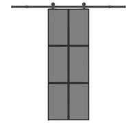 (76 x 205 cm (213.5 cm)) vidaXL Sliding Door with Hardware Set 102,5x205 cm Tempered Glass&Aluminium