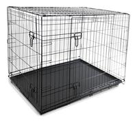 (76 x 48 x 54) Dog Crate Cage W/ Tray Foldable Double Doors