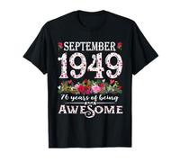 76 Year Old Awesome September 1949 Floral 76th Birthday Tees T-Shirt