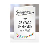 76 years of service card for priest, work anniversary, employee, colleague, boss, retirement, leaving, present, gifts, men, women, congratulations on 76th, A5-311_76