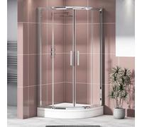 760 x 760 mm Quadrant Shower Enclosure with High Rise Tray Double Sliding Cubicle Door 6mm Safety Tempered Glass