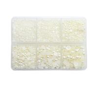7600 Pcs Flatback Pearls Half Round Pearl Beads for Crafting, White Pearls for Nails Art, Jewellery Making, DIY Phone Case & Clothes Embellishment (Mixed Sizes)
