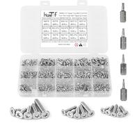 760Pcs Torx Self Tapping Screws, Tiny M2 2.3 M2.6 M3 Torx Countersunk Head Self Drilling Screw, 304 Stainless Steel Wood Screw Sheet Metal Small Nails Star Drive Security Anti-Theft With 4 Bits Type F