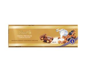 7610400112345 Lindt SWISS PREMIUM CHOCOLATE Milk Raisins Hazelnut 300g Lindt & S