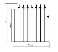 (762mm GAP X 950mm High Galvanised) Saxon Single Spear-Top Wrought Iron Gate