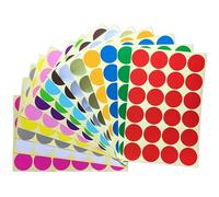 768 Pieces Coloured Dot Stickers, 32 mm Sticky Round Color Coding Labels, 1.25" 1-1/4" inch Self Adhesive Circle Price Stickers Dot Labels 16 Assorted Colours for Office, School, Calendar, Organizing