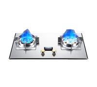 76cm Gas Cooker with 2 Burners, 7.2KW 180-minute Timer (Independent On Both Sides) with Flameout Protection, Silver for Home Kitchen and Camping (Size : LPG)