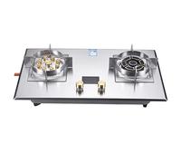 76cm Gas Cooktop 2 Burner, 7.2KW 9 Chambers Timed High Fire, Silver Tempered Glass Cast Iron Pot Holder, For Home Kitchen, With Flame Out Protection (Size : LPG)