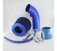 76mm 3 Inch Universal Car Aluminum Alloy Blue fiber Cold Air Intake Filter Aluminum Induction Hose Pipe Kit (Blue Filter+Blue Tube Kit)