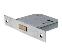 76mm 3 Lever BS Deadlock Square Forend Nickel Plated Door Security Latch
