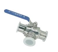76mm 304 Stainless Steel Sanitary Ball Valve 3 Three Way Tri Clamp Ferrule Type 1Pcs(L Type)