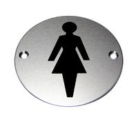 76mm Ali diam female toilet door sign C-W screw holes