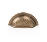 76mm Antique Brass Hammered Cup Handle