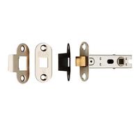 76mm Bolt Through Tubular Door Latch Rounded Strike Plate Forend Nickel Plated