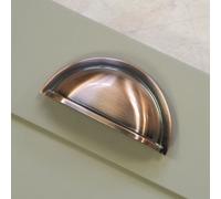 76mm Brushed Black Copper Cabinet Cup Handle Grey Cupboard Door Drawer Pull Bathroom Bedroom Wardrobe Furniture Replacement