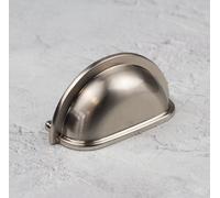 76mm Brushed Nickel Cabinet Cup Handle Grey Cupboard Door Drawer Pull Bathroom Bedroom Wardrobe Furniture Replacement Upcycle