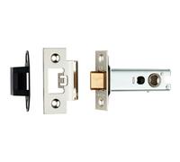 76mm Heavy Sprung Tubular Door Latch 8mm Follower Square Forend Nickel Plated