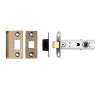 76mm Tubular Mortice Door Latch Bolt Through Square Forends Antique Brass