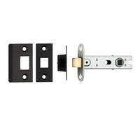 76mm Tubular Mortice Door Latch Bolt Through Square Forends Matt Black