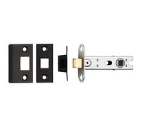 76mm Tubular Mortice Door Latch - Bolt Through - Square Forends - Matt Black | Standard Interior Door Latch - Forends, Strike Plate, Dust box and Screws Included