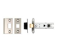 76mm Tubular Mortice Door Latch - Bolt Through - Square Forends - Nickel Plated | Standard Interior Door Latch - Forends, Strike Plate, Dust Box and Screws Included