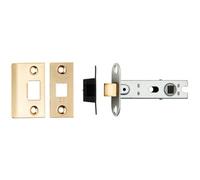 76mm Tubular Mortice Door Latch Bolt Through Square Forends Satin Brass
