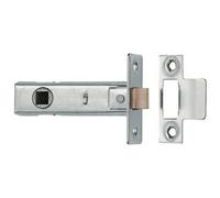 76mm Tubular Mortice Door Latch - Plates & Fixings Included - Nickel Plated | Standard Interior Door Latch - Forends, Strike Plate, Dust box and Screws Included