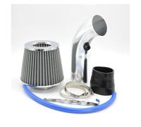 76MM Universal Car Modified good Flow Mushroom Head Air Filter Intake Kit For Automotive Parts Cold Aluminum Pipe Air Intake Pipe(Silver Kit)