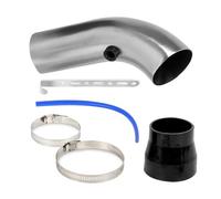 76MM Universal Car Modified good Flow Mushroom Head Air Filter Intake Kit For Automotive Parts Cold Aluminum Pipe Air Intake Pipe(Silver pipe)