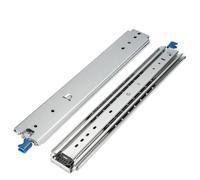 76mm Width Heavy Duty Drawer Slide Rails with Lock 1 Pair Fully Stretched Ball Bearing Guide Rails 3-Fold Side Mount Tool Box Runners Tracks Glides Industrial Drawer Slides(Blue,500mm)