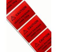76mm x 51mm Bright Red Caution Heavy Package Labels for Amazon FBA Seller Stickers - Over 15kg (Pack of 100)