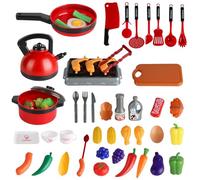 76Pcs BBQ Toy Kitchen - Simulated Barbecue Outdoor Kitchen Cooking Games, Enhancing Hands-On Ability Kids Cooking Toy Set, Birthday Gifts for Kids Boys Girls Age 3+