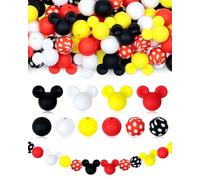 76PCS FIVEIZERO Mouse Focal Silicone Beads for Keychain, Pen, Lanyard DIY Crafts - Mouse Ears Focal Beads for Keychain Making