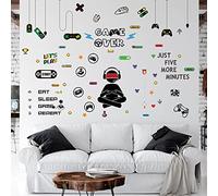 76Pcs Game Wall Decals Gaming Controllers Wall Stickers, Giyiprpi DIY Video Game Elements Room Wall Stickers Game Console Wallpaper, Gamepad Vinyl Decor for Stickers Playroom Bedroom Living Room Home…