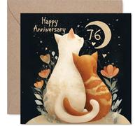 76th Anniversary Card for Women Men - Cats in Love - Happy 76 Year Anniversary Card for Companion Wife Partner Husband, 145mm Wedding Anniversaries Greeting Cards