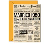 76th Anniversary Cards for Women and Men, Married 1950 Newspaper