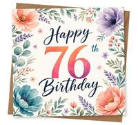 76th Birthday Card for Her, Elegant Floral Design | Eye-catching greeting card; Elegant Floral artwork for her on a 76th birthday with a warm, memorable feel