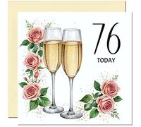 76th Birthday Card for women - Floral Fizz Classy Elegant Birthday Card for 76 Year old Woman Nan Grandma Mum Aunt Ladies Nan Friend Sister Seventy Six, Seventy Sixth Nanny