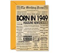 76th Birthday Card for Women Men - Bday Press Newspaper 1949 - Happy 76 Birthday Cards for Dad Nanny Nan Sister Grandad Husband, A5 Bday Greeting Cards