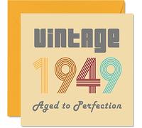 76th Birthday Cards for Men Women - Vintage 1949 Aged To Perfection - 76 Birthday Card Funny for Her Him, 145mm Greeting Cards Mum Dad Grandad Grandpa Grandma Nanny