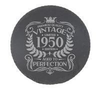 76th Birthday Gift for Men Vintage 1950 Aged to Perfection Engraved Slate Coaster Present for 76 Year Old Etched Natural Slate Placemat (Round Slate)