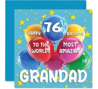 76th Grandad Birthday Card - World's Most Amazing Grandad - Happy 76th Birthday Card from Grandson Granddaughter, 145mm Age 76 Greeting Cards for Grandpa
