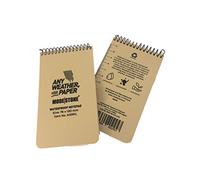 76x130mm Top Spiral Modestone Waterproof Notepad (3"x5" - 100 Pages/50 Sheets)- Military Model - Tan